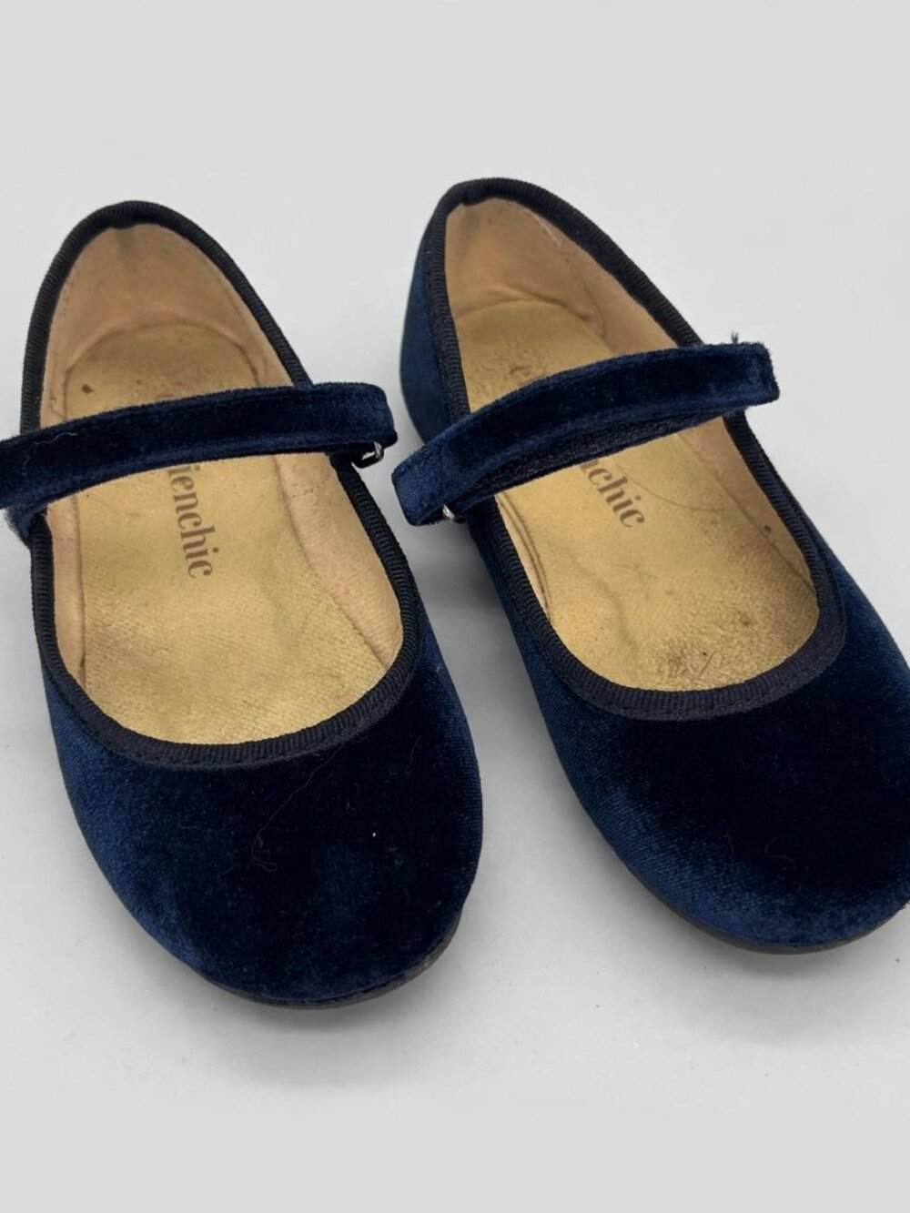 Childrenchic Navy Velvet Mary Jane Flats EU 26